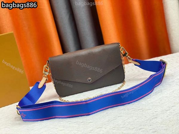 Mulheres de alta qualidade sacos de ombro M61276 clássico marrom três em um titular do cartão moeda bolsa crossbody saco envelope bolsas designer carteira embreagem