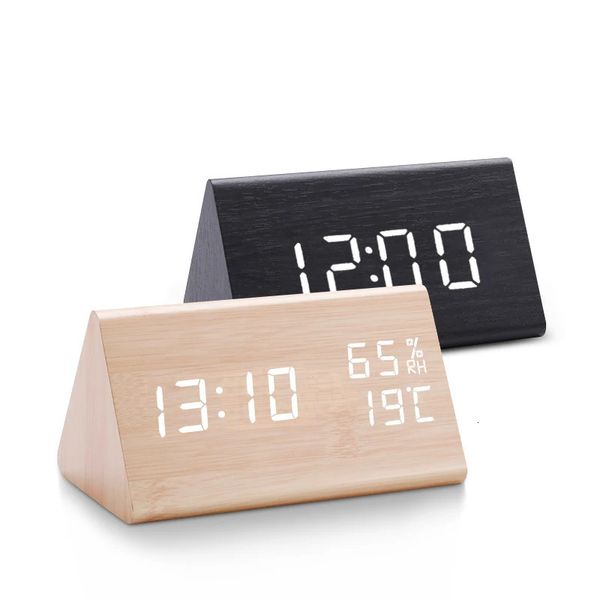 Schreibtisch Tischuhren Digitaluhr LED Holz Alarm Sound Control Elektronische Desktop USBAAA Powered Desperadoes Home Decor 231216