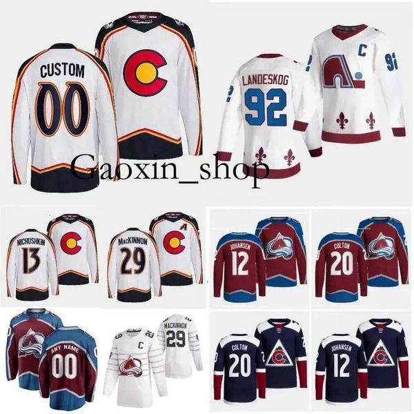 Gaoxin 29 Nathan Kinnon Reverse Retro Hockey Jersey 8 Cale Makar Mikko Rantanen Gabriel Landeskog Miles Wood Joe Sakic Valeri Nichushkin Ryan