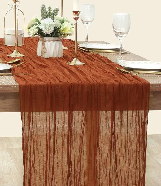 Corredor de mesa 10 pacotes de gaze de gaze para mesa de jantar de casamento rústico capa de toalha de mesa festival decoração de festa de aniversário 231216