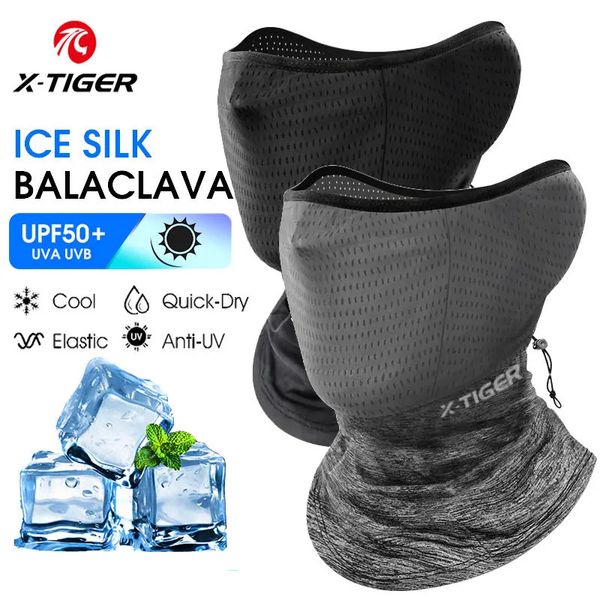 Ciclismo Caps Máscaras X-TIGER Ciclismo Máscara Facial Anti-UV Anti-suor Respirável Correndo Pesca Bandana Seda Gelo Proteção Solar Lenço Esportivo Máscara Facial 231216