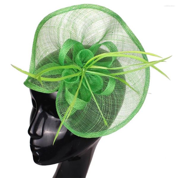 Berets chapéus fascinator acessórios de cabelo cocktail gril casamento millinery festa para elegante luz verde headdress clip