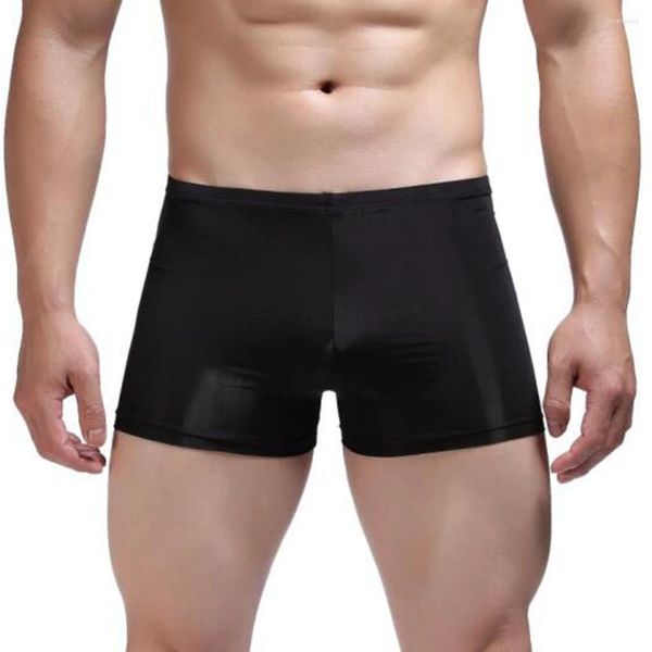 Mutande Slip in seta di ghiaccio Boxer da uomo Tronchi Intimo elasticizzato Pantaloncini a vita bassa U Custodia convessa Mutandine See Through Lingerie