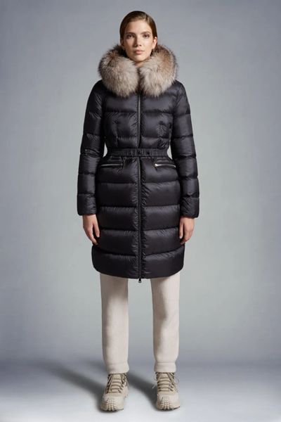 Heißer Verkauf 2023 Herbst Winter frauen Weiße Ente Unten Parkas Zipper Jacken Mit Kapuze Pelz Gestreiften frau Schlank Lange mäntel MK23026