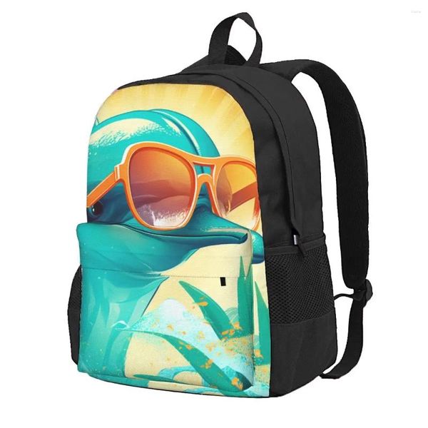 Рюкзак Дельфин Солнечный берег Солнцезащитные очки Kawaii Рюкзаки Унисекс Легкие школьные сумки для колледжа Дизайнерский рюкзак