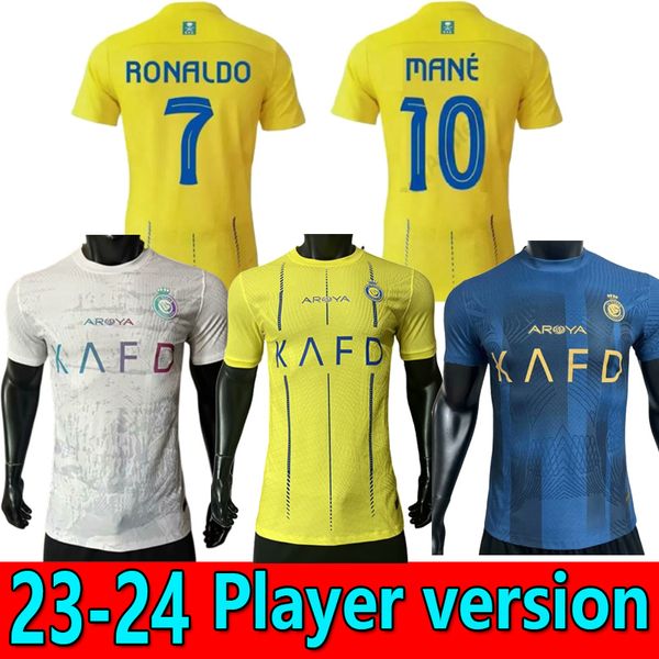 versão do jogador Al Nassr FC camisas de futebol Ronaldo mane 2023 Home amarelo fora 23 24 CR7 Gonzalo Talisca Ghislain Vincent Aboubakar homens camisa de futebol Al-Nassr FC TOPS