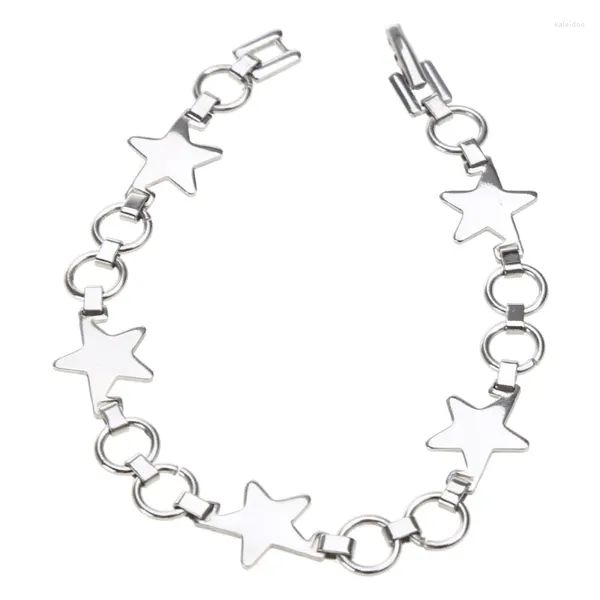 Braccialetti con ciondoli Versione coreana Acciaio cavo stella a cinque punte Bracciale retrò femminile Vento freddo Moda Semplice gioielli hip-hop