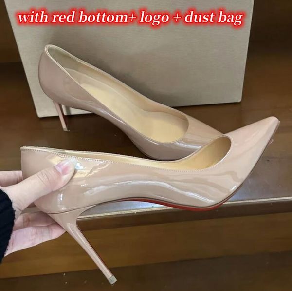 2024Luxurys Top Bombas Vermelho Brilhante Bottoms Alto Salto Alto Vestido Sapatos Slingback Heel Designer Sexy Estilo 8cm 10cm 12cm Stiletto Borrachas Mulheres Bottom Loafers Sapato 35-44