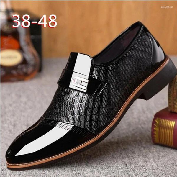 Vestido sapatos de moda de moda masculina homem negócios planos marrom preto respirável escritório formal trabalhando grande tamanho 38-48