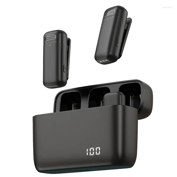 Microfones sem fio microfone de lapela caso de carregamento microfone portátil gravação de vídeo de áudio vlog para telefone android notebook jogos ao vivo