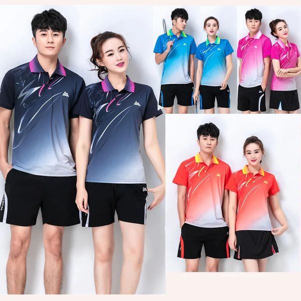 Açık tişörtler hızlı kuru tenis tshirts badminton spor giyim gömlek erkek/kadın masa tenis v-neckshirt oyun kıyafetleri özel voleybol gömlek 6907 231216