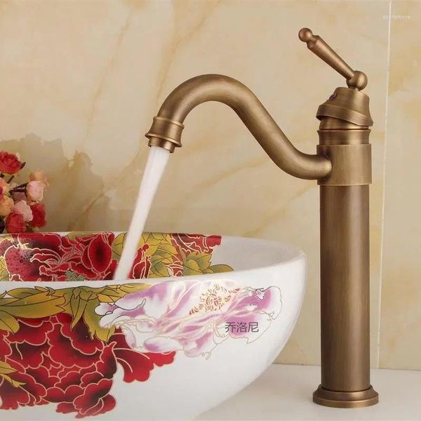 Rubinetti per lavandino del bagno Decorazione domestica Rubinetto da cucina antico Lavabo in ottone e miscelatore freddo Rame Alto Lungo Commercio all'ingrosso della fabbrica