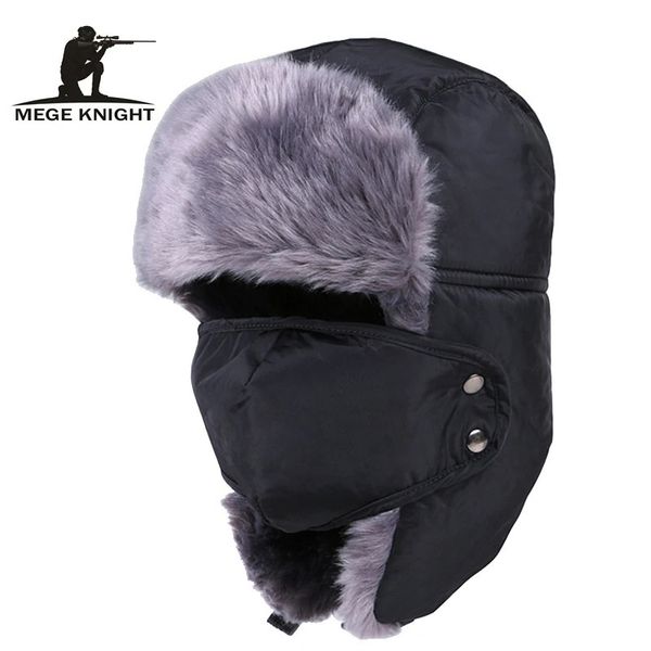 Cappellini da ciclismo Maschere MEGE KNIGHT Cappelli bomber russi di marca Caldo inverno Uomo e donna Paraorecchie unisex Berretto con maschera Spessa CamoCap Ear Riding 231216