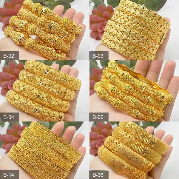 Bracciale Arabia Saudita Gioielli Braccialetti di lusso placcati in oro incisi Braccialetti per le donne Accessori da sposa da sposa Regalo