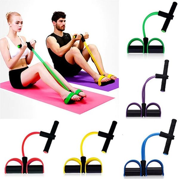 Faixas de resistência Equipamento de exercício de fitness interno Elastic Sit Up Pull Rope Gym Workout Sport 4 Tube Pedal Tornozelo Puller 231216