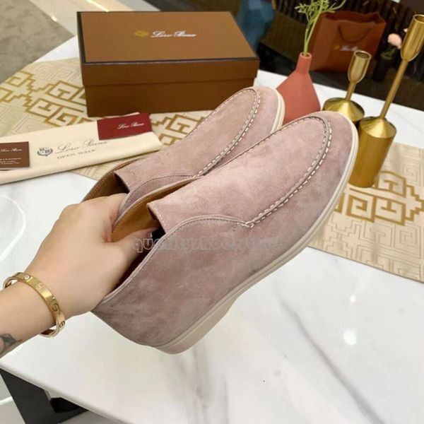 En çok satan lüks tasarımcı lp loafers ayakkabı loro açık yürüyüş süet piyanas ayakkabı ayak bileği botları moda kadınlar erkekler yürüyüş daireleri kısa bot 584