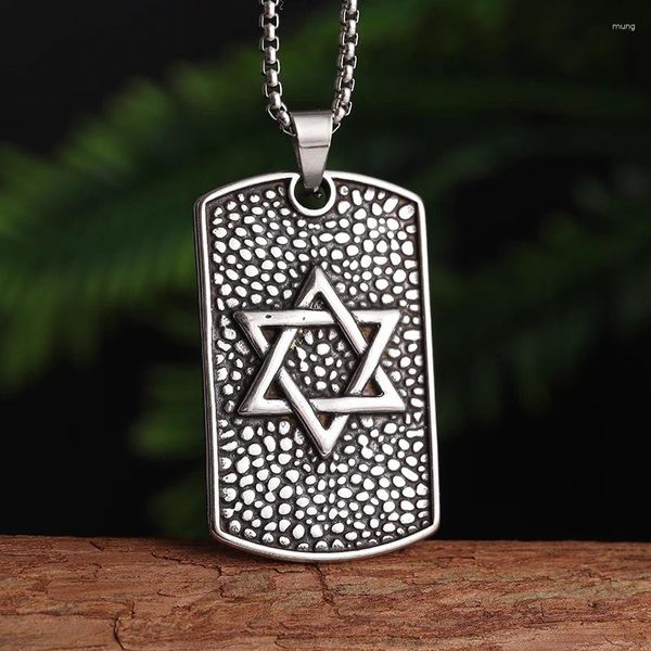 Colares de pingente de aço inoxidável masculino Solomon Star of David Colar de seis pontas jóias de sorte escudo judaico