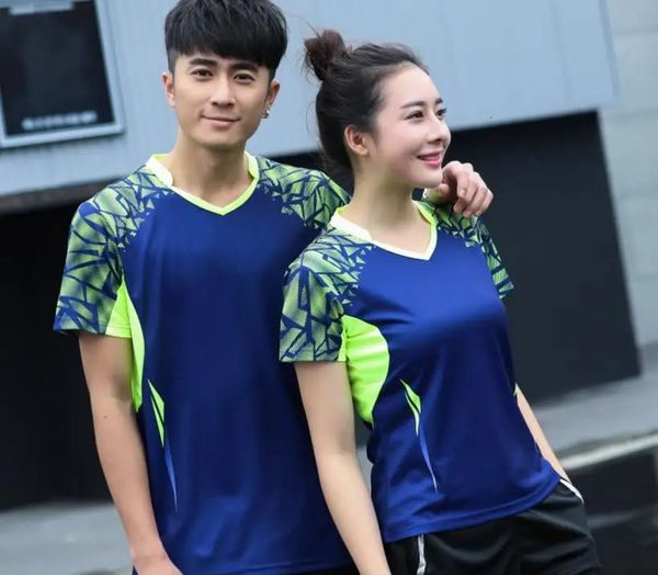 Ao ar livre t-shirts casal modelo badminton respirável camisetas tênis de mesa camisetas camisas de tênis camisas de pingpong de secagem rápida camisas uniformes 231216