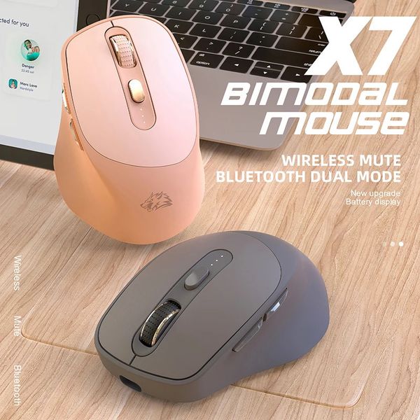 Mouse X7 Bluetooth Mouse Display de nível de bateria 2.4G Modo duplo cinco velocidades DPl ajustável grande capacidade de lítio 231216