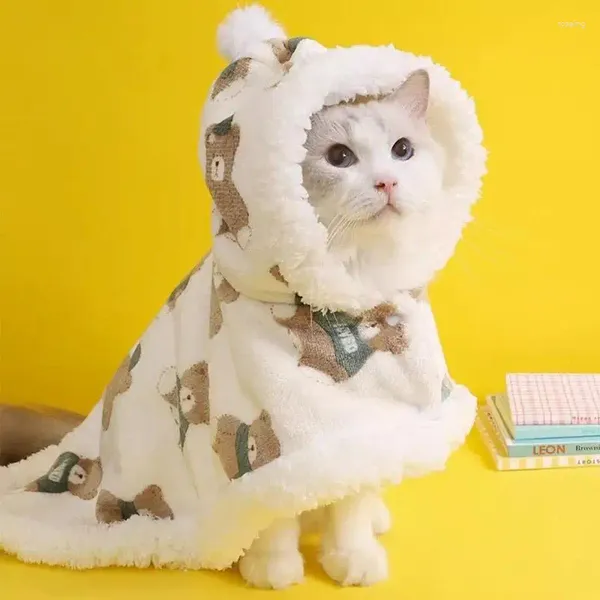 Cão vestuário inverno roupas para animais de estimação manto cobertor filhote de cachorro quente à prova de vento jaqueta urso padrões capa traje de natal para cães pequenos gatos