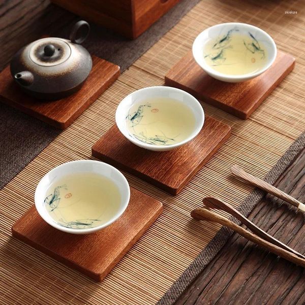 Set di tovagliette in ebano, set da tè in legno massello giapponese, tazza da tè e caffè, divisorio in legno
