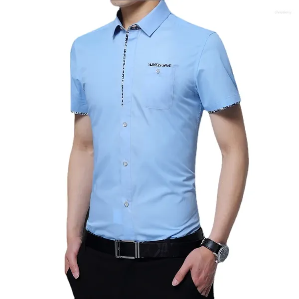 Männer Casual Hemden Für Männer Koreanische Mode Kurzarm Herren Hemd Slim Design Formale Männliche Kleid Mann Kleidung Plus größe 5XL