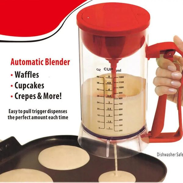 Attrezzi per torte Dispenser per pastella da 1200 ml Pancake Pasta di farina Separatore Mixer Strumento di cottura Dispenser per pastella elettrico per cupcake Cialde Muffin 231216