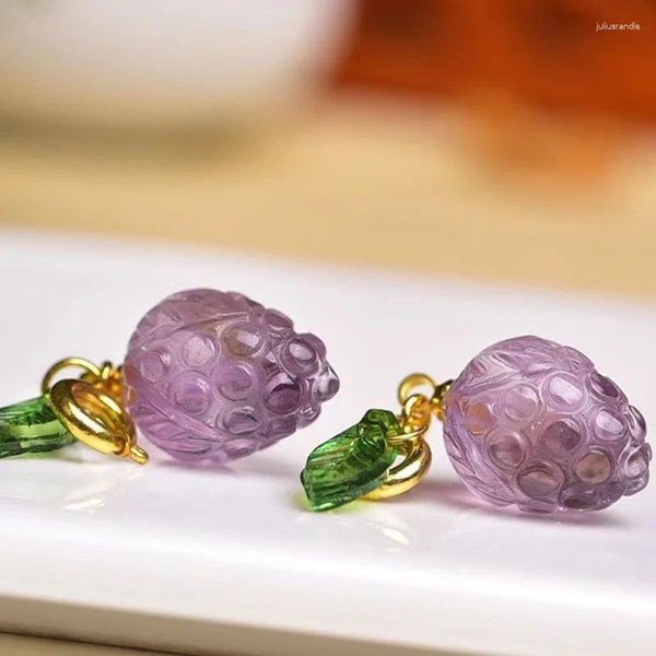 Collane con ciondolo 10 pezzi carino ametista naturale uva frutta fascino gemma curativa accessori collana fai da te per la produzione di gioielli all'ingrosso