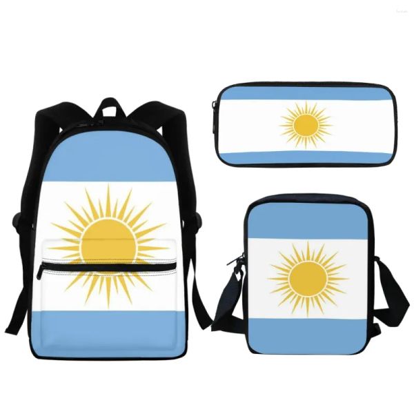 Sacos escolares Argentina Sun Flag Impressão Casual College Backpack Meninos Meninas Crianças Zipper Bolso Moda Saco de Viagem Pequeno Mensageiro