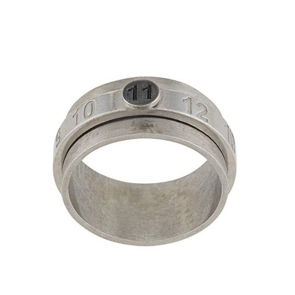 Gravação digital rotativa 925 prata esterlina anel antigo dupla camada sobreposta logotipo descompressão all-match tendência jóias255h
