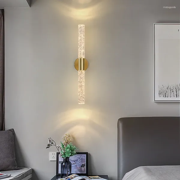 Lampada da parete Prodotto Piccolo lungo dorato a bolle di cristallo Illuminazione Soggiorno Sconce El Lobby Nero