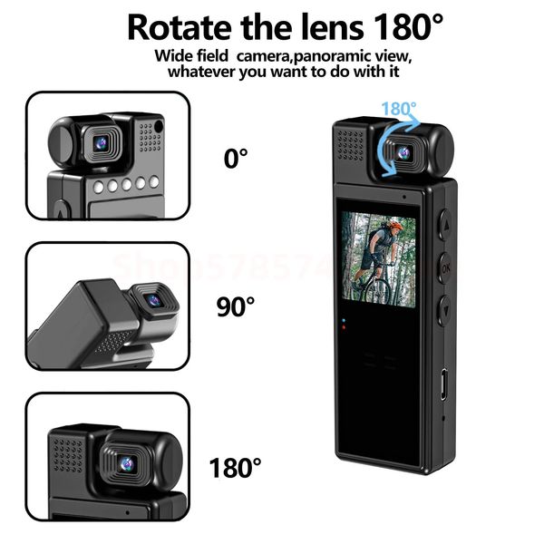 Videocamere Azione sportiva 4K HD Mini Camera portatile Mini Clip posteriore WiFi 180 REGOTORE DI VISUALIZZA VISUALIZZAZIONE NAGIE SULLA NOTTE RAVERARE REGISTRATORI DI BICYCLE 231216 231216 231216