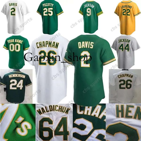 Gaoxin 26 Chapman Baseball Jersey Rickey Henderson Matt Olson Reggie Jackson Sean Manaea Mike Fiers Khris Davis Eis Andrus Jesus Luzardo Custom