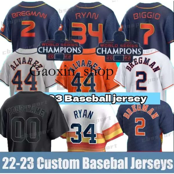 Gaoxin 27 Altuve 44 Yordan Aarez Camisa de beisebol Houston Alex Bregman Michael Brantley José Abreu Kyle Tucker Jeremy Pena Martin Maldonado Yainer