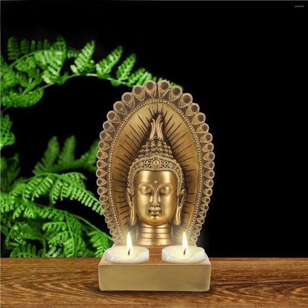 Kerzenhalter Buddha Statue Kerzen Geburtstag Dekoration für Mädchen Desktop Teelicht Lichter LED Harz