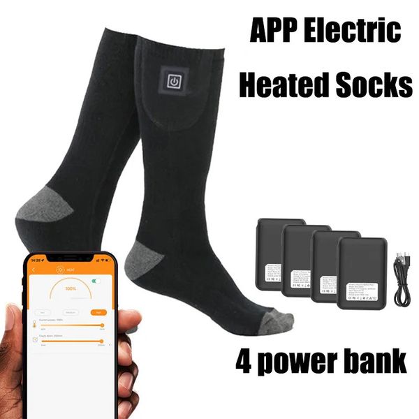 Sportsocken 5000 mAh Elektrische Heizsocken APP Handysteuerung Warm Winter Outdoor Sports Herren Damen Wandern Fahrrad Skifahren 231216