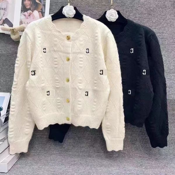 Designer autumn and winter embroidered small fragrant style knitted cardigan, women's temperament, high-end sense, fashionable, casual, versatile, sweet sweater
