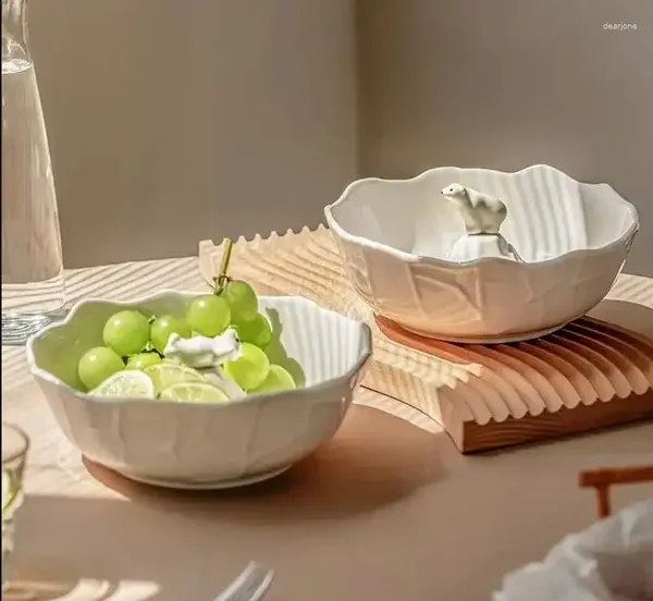 Пластины белого медведя керамическая фруктовая тарелка творческий ресторан дома гостиная на рабочем столе закуски европейского стиля белая посуда