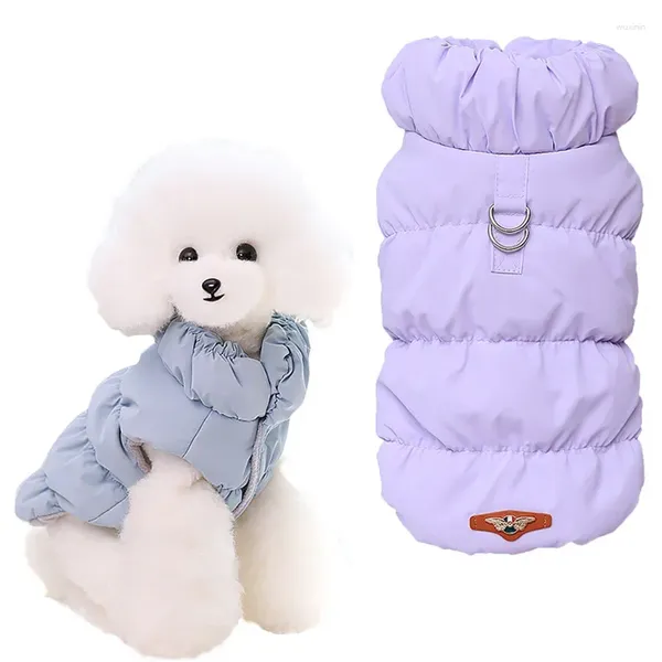 Vestuário para cães acolchoado filhote de cachorro roupas de gato super quente pet jaqueta casaco com arnês roupas à prova d'água com capuz para cães pequenos e médios