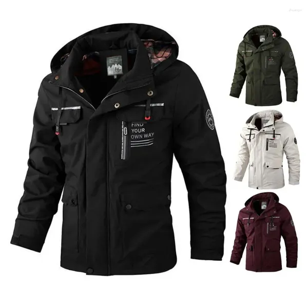 Herrenjacken Herbst Winterjacke Männer Mantel Wasserdichte Kapuze Windjacke mit mehreren Taschen Langarm für