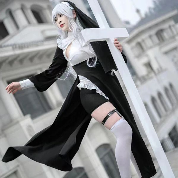 Gonna sexy Anime Suore Design originale Cosplay Uniforme Abito nero Costume da prestazione Donna Halloween Party Up 231216