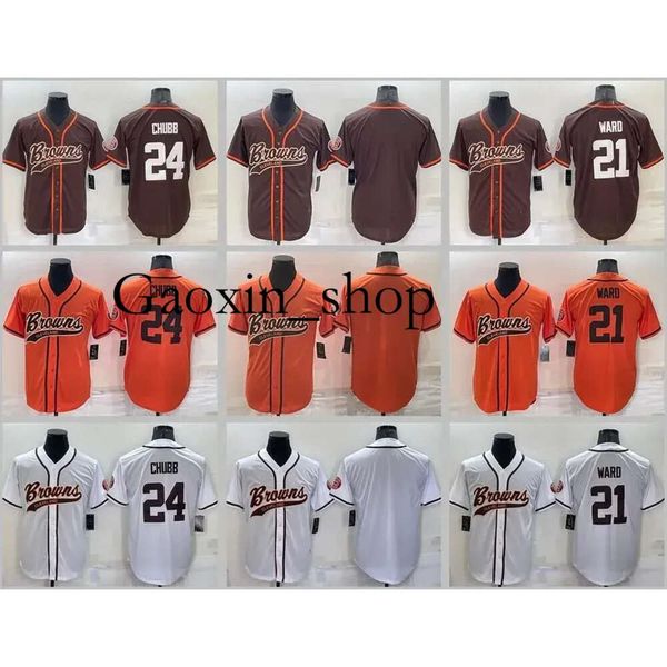 Gaoxin PERSONALIZADO 24 Nick Chubb Jersey Cleveland''browns''deshaun Watson Amari Cooper David Bell Njoku Owusu-koramoah Myles Homens Juventude Beisebol Rugby Fo