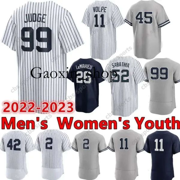 Gaoxin 99 Aaron Judge Camisa de beisebol Anthony Volpe Jeter Babe Ruth Rizzo Gleyber Torres Bader Gerrit Cole Nestor Cortes Jr.