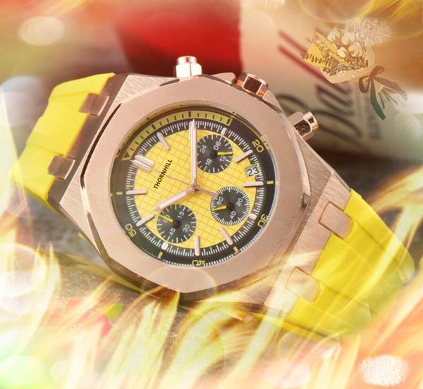 Amanti del lusso, grandi orologi con batteria al quarzo, orologio da uomo con elastico colorato, cintura in acciaio inossidabile, set presidenziale, bracciale sportivo da corsa, orologio di design a tre occhi