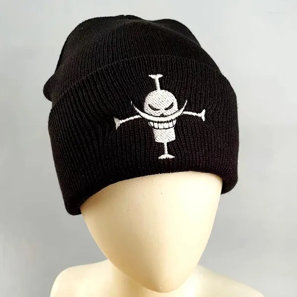 Berets Y2K Preto Crânio Beanie Chapéu Para Mulheres Homens Goth Bordado Chapéu De Malha Moda Hip Hop Sport Bonnet Presentes