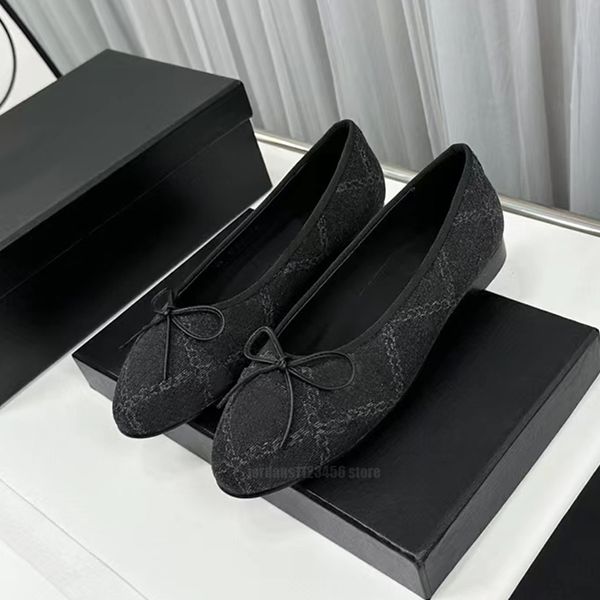 Luxo impressão denim ballet flats vestido sapatos de couro genuíno borboleta nó salto baixo formal preto azul das mulheres único sapatos