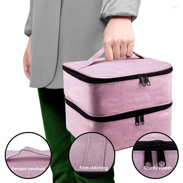 Borse per cosmetici Professionale 30 griglie Organizer per smalti per unghie Borsa per trucco Custodia per manicure Borsa da donna in gel Design a doppio strato