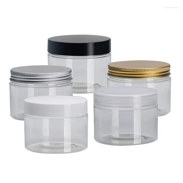 Garrafas de armazenamento 300g 400g 500g Branco Preto Transparente Plástico Tampa Vazia PET Clear Skincare Cream Jar Embalagem Cosmética Pote de Cera de Cabelo