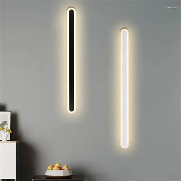 Lâmpada de parede longa tira LED luz interior casa branco preto sala de estar quarto luminária de cabeceira iluminação arandelas