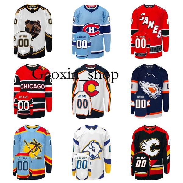 Gaoxin 2022 Reverse Retro Custom Hockey Maglie ANATRE COYOTE CANADIENS FIAMME BRUINS URAGANI BLACKHAWKS AVALANCHE STELLE OLIATORI SCIABOLE CANUCKS S